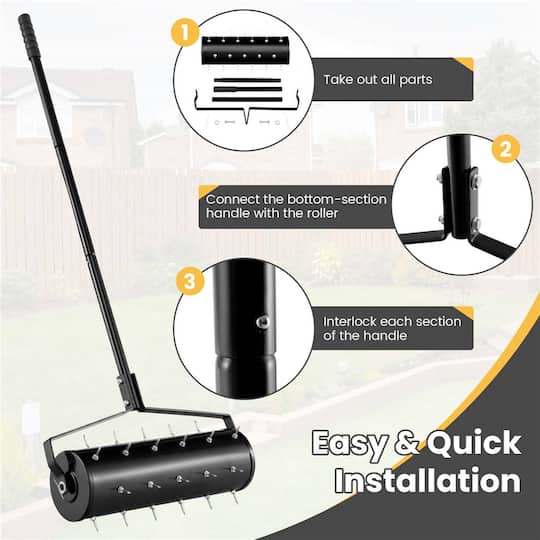 Costway 21" Heavy Duty Manual Rolling Lawn Aerator Tool with Handle